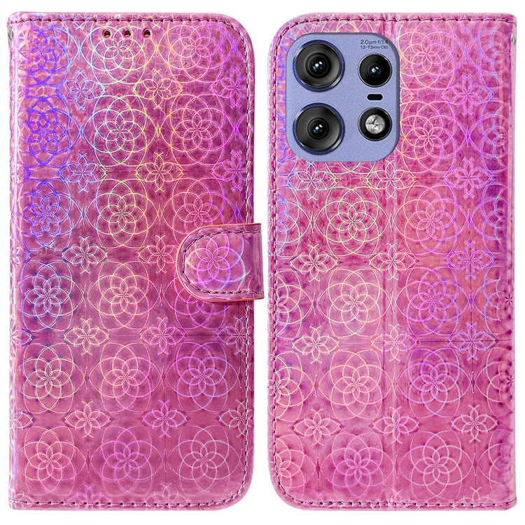 For Motorola Edge 50 Pro Colorful Magnetic Buckle Leather Phone Case(Pink) - Motorola Cases by PMC TechLife | Online Shopping South Africa | PMC TechLife | Buy Now Pay Later Mobicred