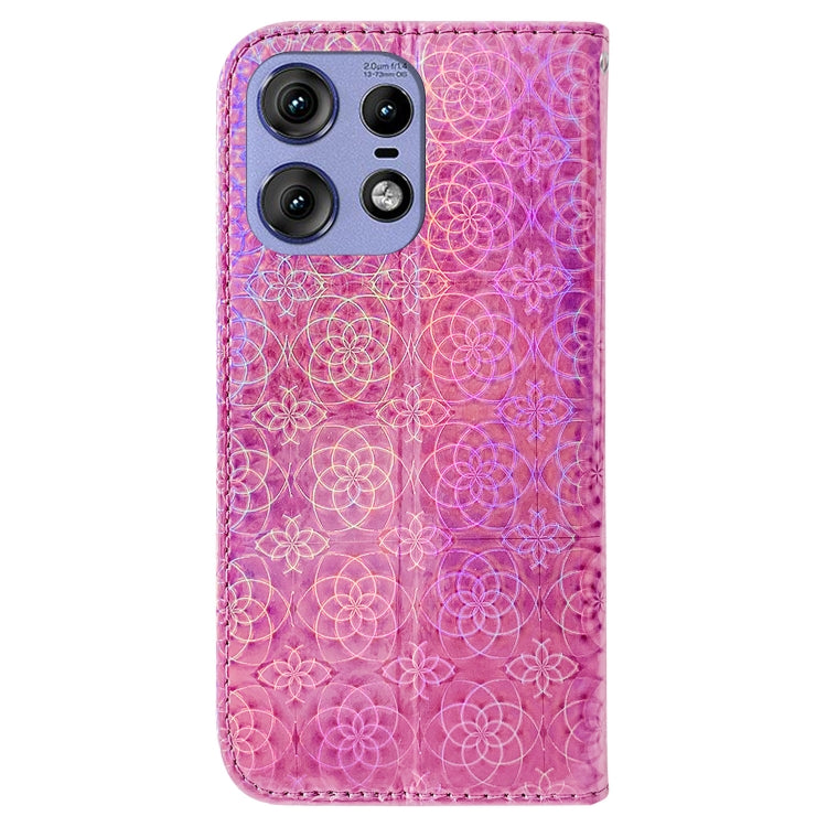 For Motorola Edge 50 Pro Colorful Magnetic Buckle Leather Phone Case(Pink) - Motorola Cases by PMC TechLife | Online Shopping South Africa | PMC TechLife | Buy Now Pay Later Mobicred