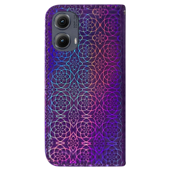 For Motorola Edge 2024 Colorful Magnetic Buckle Leather Phone Case(Purple)
