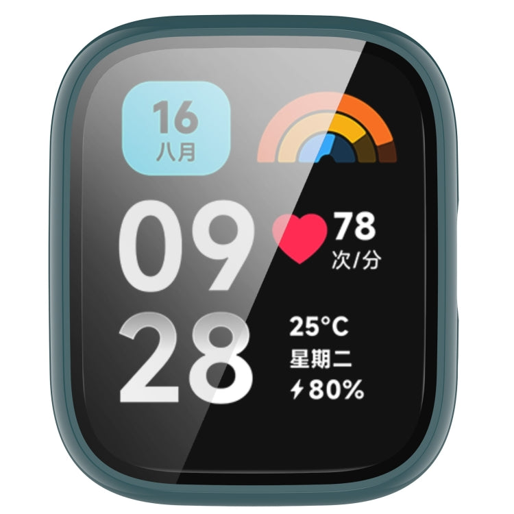 For Redmi Watch 3 Lite PC + Tempered Film Integrated Watch Protective Case(Pine Green) - Watch Cases by PMC TechLife | Online Shopping South Africa | PMC TechLife | Buy Now Pay Later Mobicred