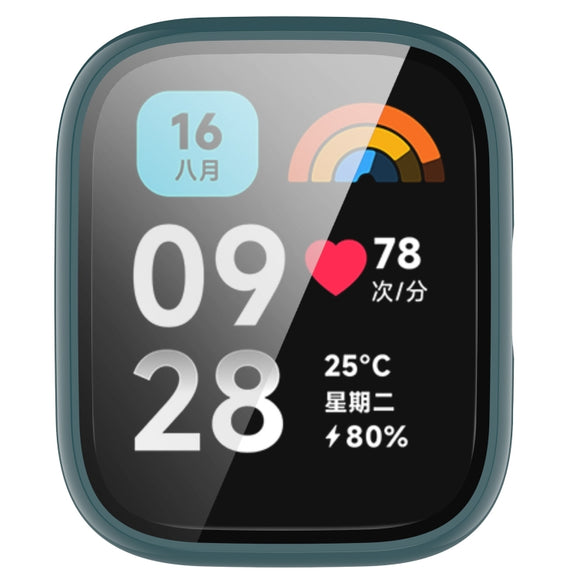 For Redmi Watch 3 Lite PC + Tempered Film Integrated Watch Protective Case(Pine Green)