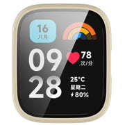 For Redmi Watch 3 Lite PC + Tempered Film Integrated Watch Protective Case(Ivory White)