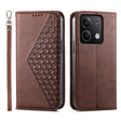 For Xiaomi Redmi Note 13 5G Cubic Grid Calf Texture Magnetic Leather Phone Case(Brown) - Note 13 Cases by PMC TechLife | Online Shopping South Africa | PMC TechLife | Buy Now Pay Later Mobicred