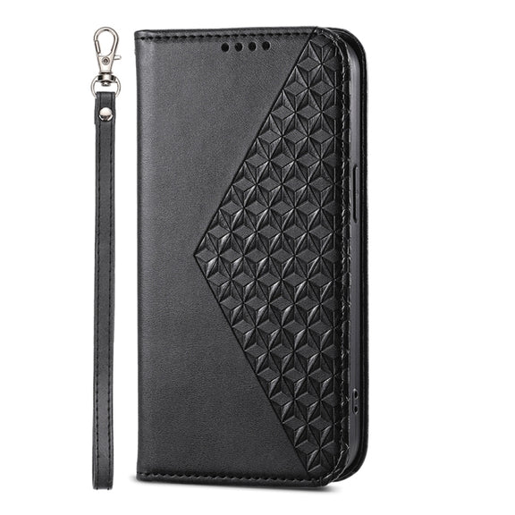 For Xiaomi Redmi Note 13 Pro 5G Cubic Grid Calf Texture Magnetic Leather Phone Case(Black)