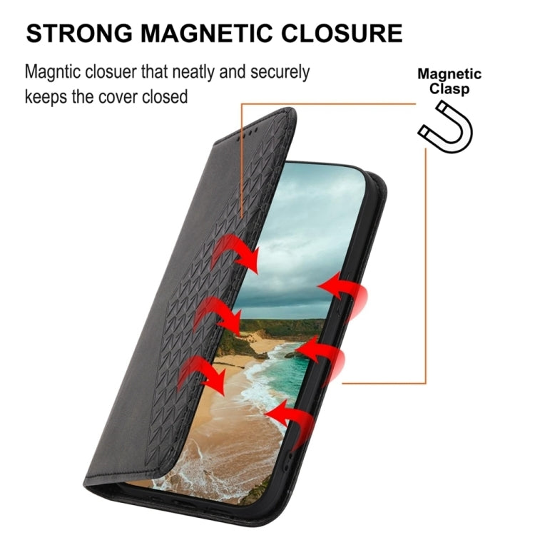 For Xiaomi Redmi A3 Cubic Grid Calf Texture Magnetic Leather Phone Case(Black)