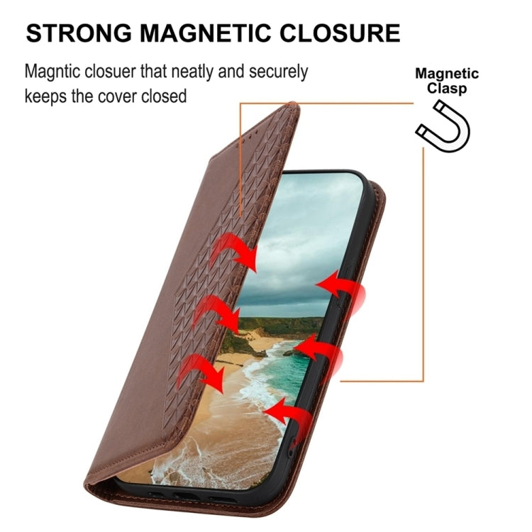 For Xiaomi 14 Ultra Cubic Grid Calf Texture Magnetic Leather Phone Case(Brown) - 14 Ultra Cases by PMC TechLife | Online Shopping South Africa | PMC TechLife | Buy Now Pay Later Mobicred