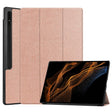For Samsung Galaxy Tab S10 Ultra / S9 Ultra Custer Pure Color 3-Fold Holder Smart Leather Tablet Case(Rose Gold) - Galaxy Tab S9 Ultra Cases by PMC Jewellery | Online Shopping South Africa | PMC Jewellery | Buy Now Pay Later Mobicred