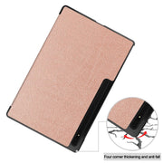 For Samsung Galaxy Tab S10 Ultra / S9 Ultra Custer Pure Color 3-Fold Holder Smart Leather Tablet Case(Rose Gold)