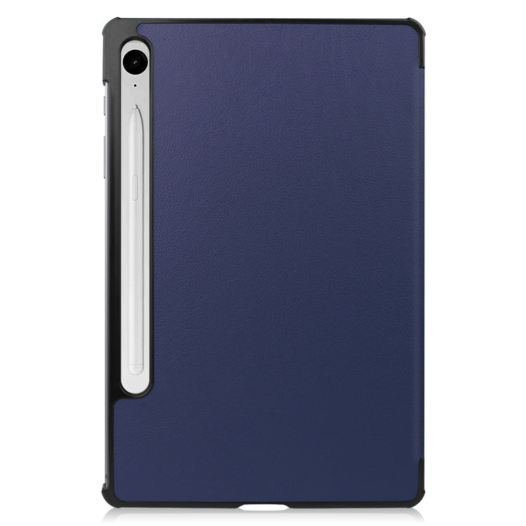 For Samsung Galaxy Tab S9 FE Custer Pure Color 3-Fold Holder Smart Leather Tablet Case(Dark Blue) - Galaxy Tab S9 FE by PMC TechLife | Online Shopping South Africa | PMC TechLife | Buy Now Pay Later Mobicred