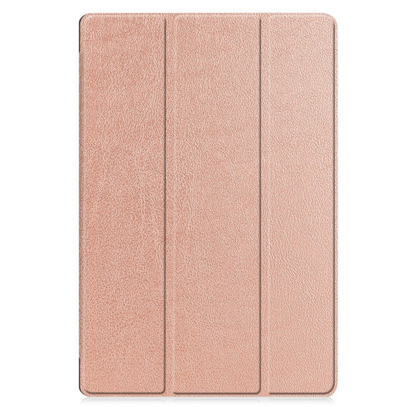 For Samsung Galaxy Tab S9 FE+ / S10+ Custer Pure Color 3-Fold Holder Smart Leather Tablet Case(Rose Gold)