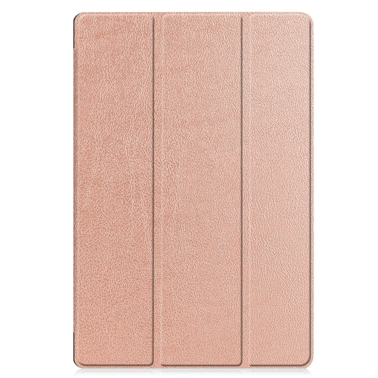 For Samsung Galaxy Tab S9 FE+ / S10+ Custer Pure Color 3-Fold Holder Smart Leather Tablet Case(Rose Gold)