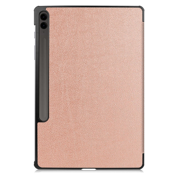 For Samsung Galaxy Tab S9 FE+ / S10+ Custer Pure Color 3-Fold Holder Smart Leather Tablet Case(Rose Gold)