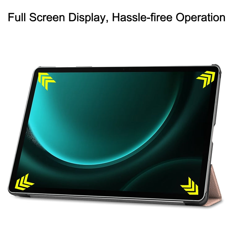 For Samsung Galaxy Tab S9 FE+ / S10+ Custer Pure Color 3-Fold Holder Smart Leather Tablet Case(Rose Gold)