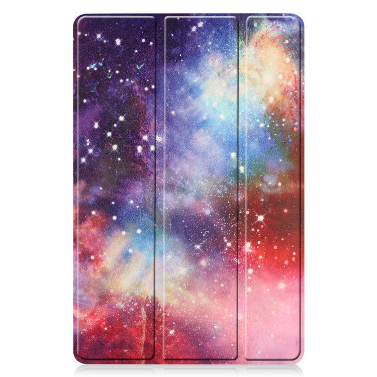 For Samsung Galaxy Tab S9 FE Custer Painted 3-Fold Holder Smart Leather Tablet Case(Milky Way Nebula) - Galaxy Tab S9 FE by PMC TechLife | Online Shopping South Africa | PMC TechLife