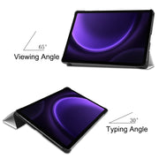 For Samsung Galaxy Tab S9 FE Custer Painted 3-Fold Holder Smart Leather Tablet Case(Lazy Cat)