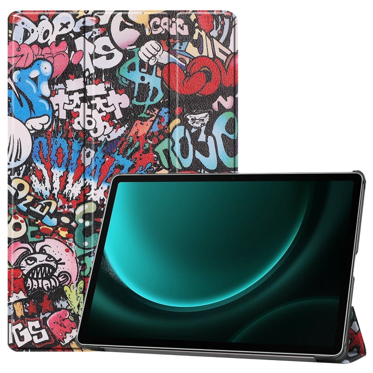 For Samsung Galaxy Tab S9 FE+ / S10+ Custer Painted 3-Fold Holder Smart Leather Tablet Case(Graffiti) - free shipping - PMC Jewellery - Order now!