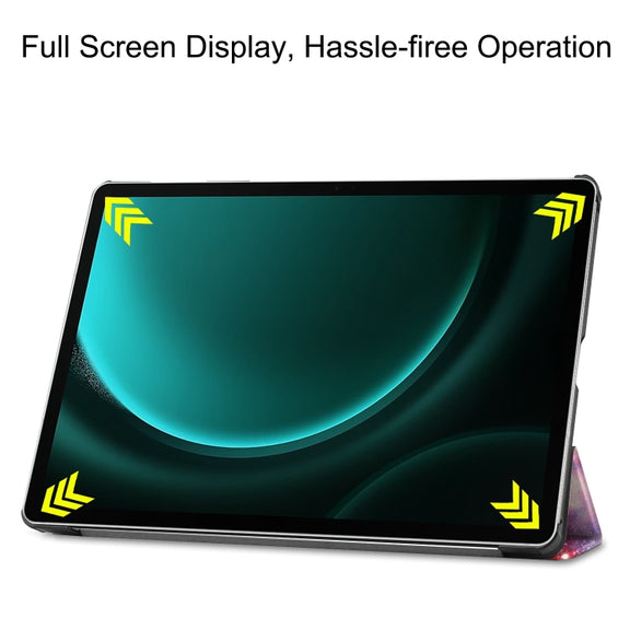 For Samsung Galaxy Tab S9 FE+ / S10+ Custer Painted 3-Fold Holder Smart Leather Tablet Case(Milky Way Nebula)