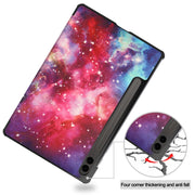 For Samsung Galaxy Tab S9 FE+ / S10+ Custer Painted 3-Fold Holder Smart Leather Tablet Case(Milky Way Nebula)