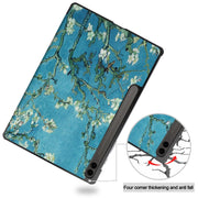 For Samsung Galaxy Tab S9 FE+ / S10+ Custer Painted 3-Fold Holder Smart Leather Tablet Case(Apricot)