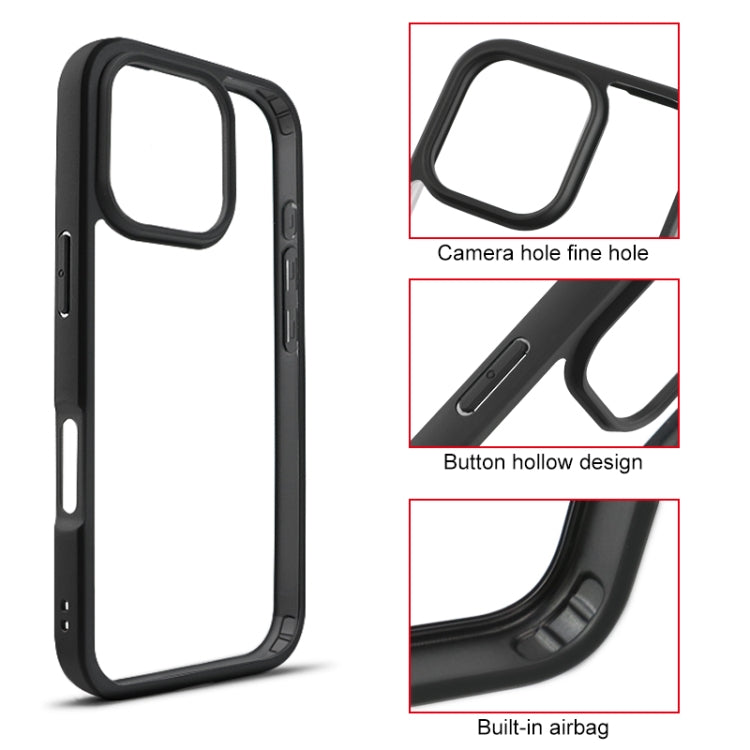 For iPhone 16 Pro Frosted TPU + Transparent PC Phone Case(Black) - free shipping - PMC TechLife - Order now!
