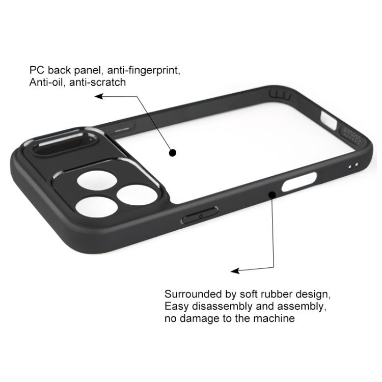 For iPhone 17 Pro Frosted TPU + Transparent PC Phone Case(Black)