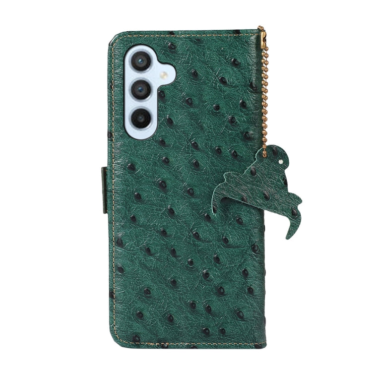 For Samsung Galaxy S24 Ostrich Pattern Genuine Leather RFID Phone Case(Green)