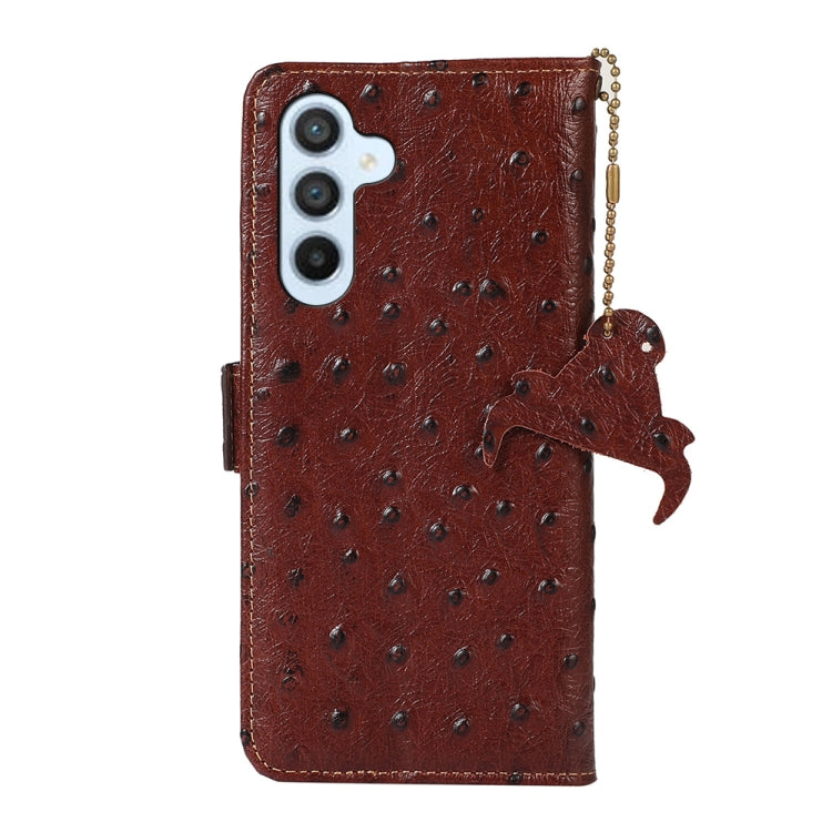For Samsung Galaxy S24+ Ostrich Pattern Genuine Leather RFID Phone Case(Coffee)