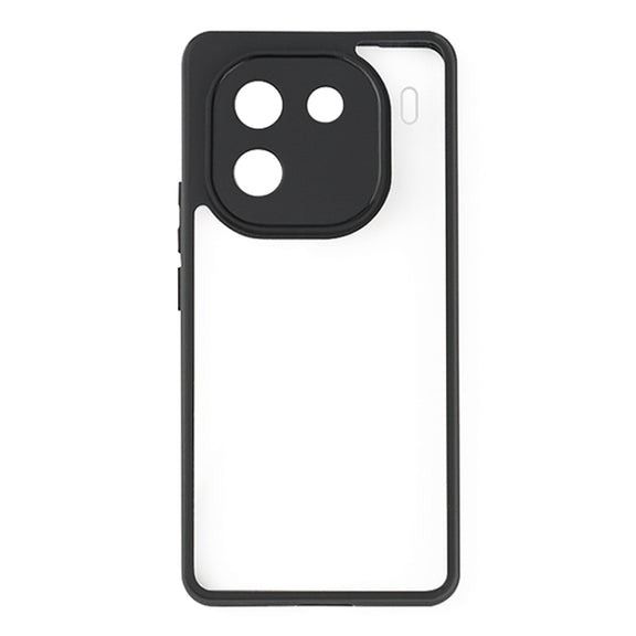 For vivo iQOO 12 Frosted TPU + Transparent PC Phone Case(Black)