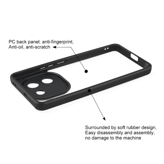 For vivo iQOO 12 Frosted TPU + Transparent PC Phone Case(Black)