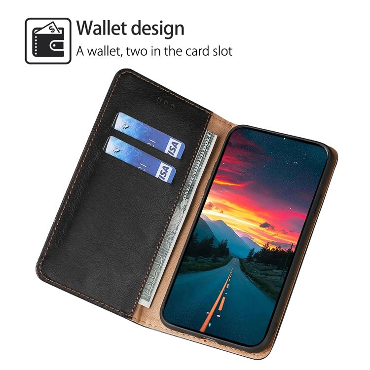 For vivo Y03 4G Gloss Oil Solid Color Magnetic Leather Phone Case(Black)
