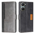 For vivo Y03 4G Contrast Color Side Buckle Leather Phone Case(Black + Grey) - vivo Cases by PMC TechLife | Online Shopping South Africa | PMC TechLife | Buy Now Pay Later Mobicred