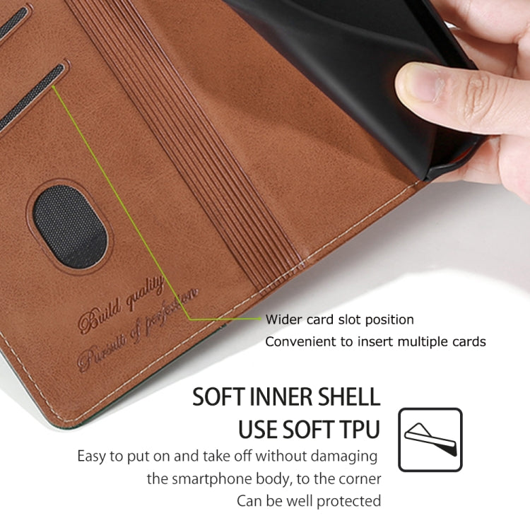 For Honor Magic6 Pro Contrast Color Side Buckle Leather Phone Case(Light Brown + Green)