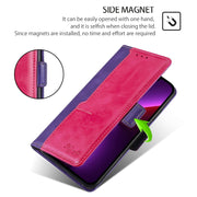 For Honor Magic6 Pro Contrast Color Side Buckle Leather Phone Case(Purple + Rose Red)