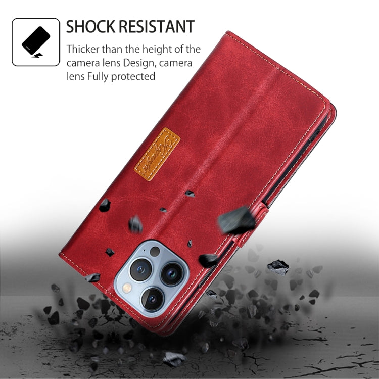For Honor Magic6 Pro Contrast Color Side Buckle Leather Phone Case(Red + Black)