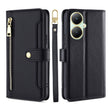 For vivo Y35+ 5G Lite Sheep Texture Cross-body Zipper Wallet Leather Phone Case(Black) - vivo Cases by PMC TechLife | Online Shopping South Africa | PMC TechLife | Buy Now Pay Later Mobicred