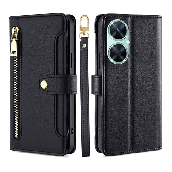 For Huawei Enjoy 60 Pro / nova 11i Lite Sheep Texture Cross-body Zipper Wallet Leather Phone Case(Black)