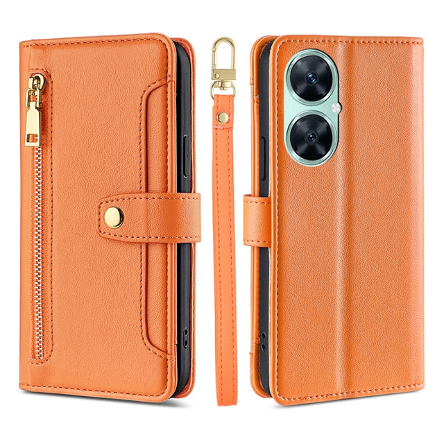 For Huawei Enjoy 60 Pro / nova 11i Lite Sheep Texture Cross-body Zipper Wallet Leather Phone Case(Orange)