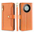 For Huawei Mate 60 Lite Sheep Texture Cross-body Zipper Wallet Leather Phone Case(Orange) - Huawei Cases by PMC TechLife | Online Shopping South Africa | PMC TechLife | Buy Now Pay Later Mobicred