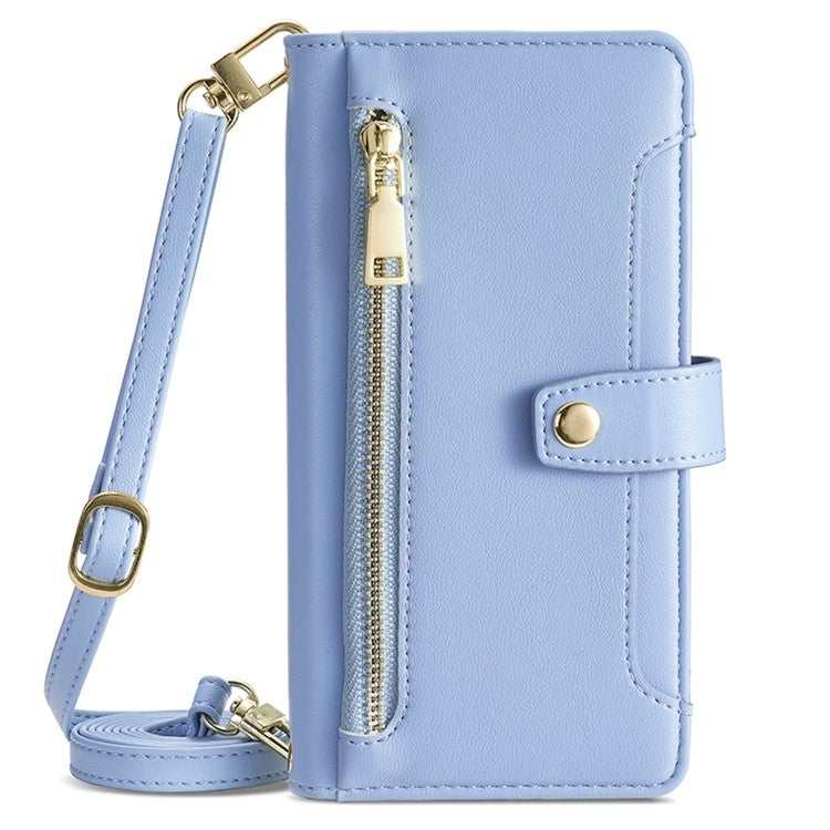 For Huawei Mate 60 Lite Sheep Texture Cross-body Zipper Wallet Leather Phone Case(Blue) - Huawei Cases by PMC TechLife | Online Shopping South Africa | PMC TechLife | Buy Now Pay Later Mobicred