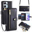 For Honor X7a Sheep Texture Cross-body Zipper Wallet Leather Phone Case(Black) - Honor Cases by PMC TechLife | Online Shopping South Africa | PMC TechLife | Buy Now Pay Later Mobicred