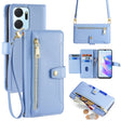 For Honor X7a Sheep Texture Cross-body Zipper Wallet Leather Phone Case(Blue) - Honor Cases by PMC TechLife | Online Shopping South Africa | PMC TechLife | Buy Now Pay Later Mobicred