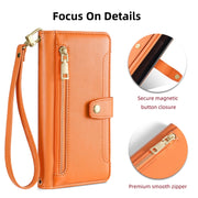 For Honor X8 Sheep Texture Cross-body Zipper Wallet Leather Phone Case(Orange)