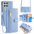 For Honor X8 Sheep Texture Cross-body Zipper Wallet Leather Phone Case(Blue) - Honor Cases by PMC TechLife | Online Shopping South Africa | PMC TechLife | Buy Now Pay Later Mobicred