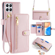 For Honor X8 Sheep Texture Cross-body Zipper Wallet Leather Phone Case(Pink) - Honor Cases by PMC TechLife | Online Shopping South Africa | PMC TechLife | Buy Now Pay Later Mobicred