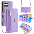 For Honor X8 Sheep Texture Cross-body Zipper Wallet Leather Phone Case(Purple) - Honor Cases by PMC TechLife | Online Shopping South Africa | PMC TechLife | Buy Now Pay Later Mobicred