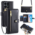 For Honor X8a Sheep Texture Cross-body Zipper Wallet Leather Phone Case(Black) - Honor Cases by PMC TechLife | Online Shopping South Africa | PMC TechLife | Buy Now Pay Later Mobicred