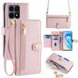 For Honor X8a Sheep Texture Cross-body Zipper Wallet Leather Phone Case(Pink) - Honor Cases by PMC TechLife | Online Shopping South Africa | PMC TechLife | Buy Now Pay Later Mobicred