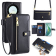 For Honor X9a Sheep Texture Cross-body Zipper Wallet Leather Phone Case(Black) - Honor Cases by PMC TechLife | Online Shopping South Africa | PMC TechLife | Buy Now Pay Later Mobicred
