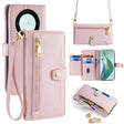 For Honor X9a Sheep Texture Cross-body Zipper Wallet Leather Phone Case(Pink) - Honor Cases by PMC TechLife | Online Shopping South Africa | PMC TechLife | Buy Now Pay Later Mobicred