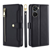 For ZTE Axon 40 Lite Sheep Texture Cross-body Zipper Wallet Leather Phone Case(Black)